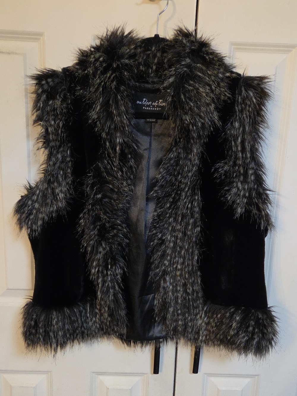 Parkhurst Black Vest with Gray Faux Fur Trim